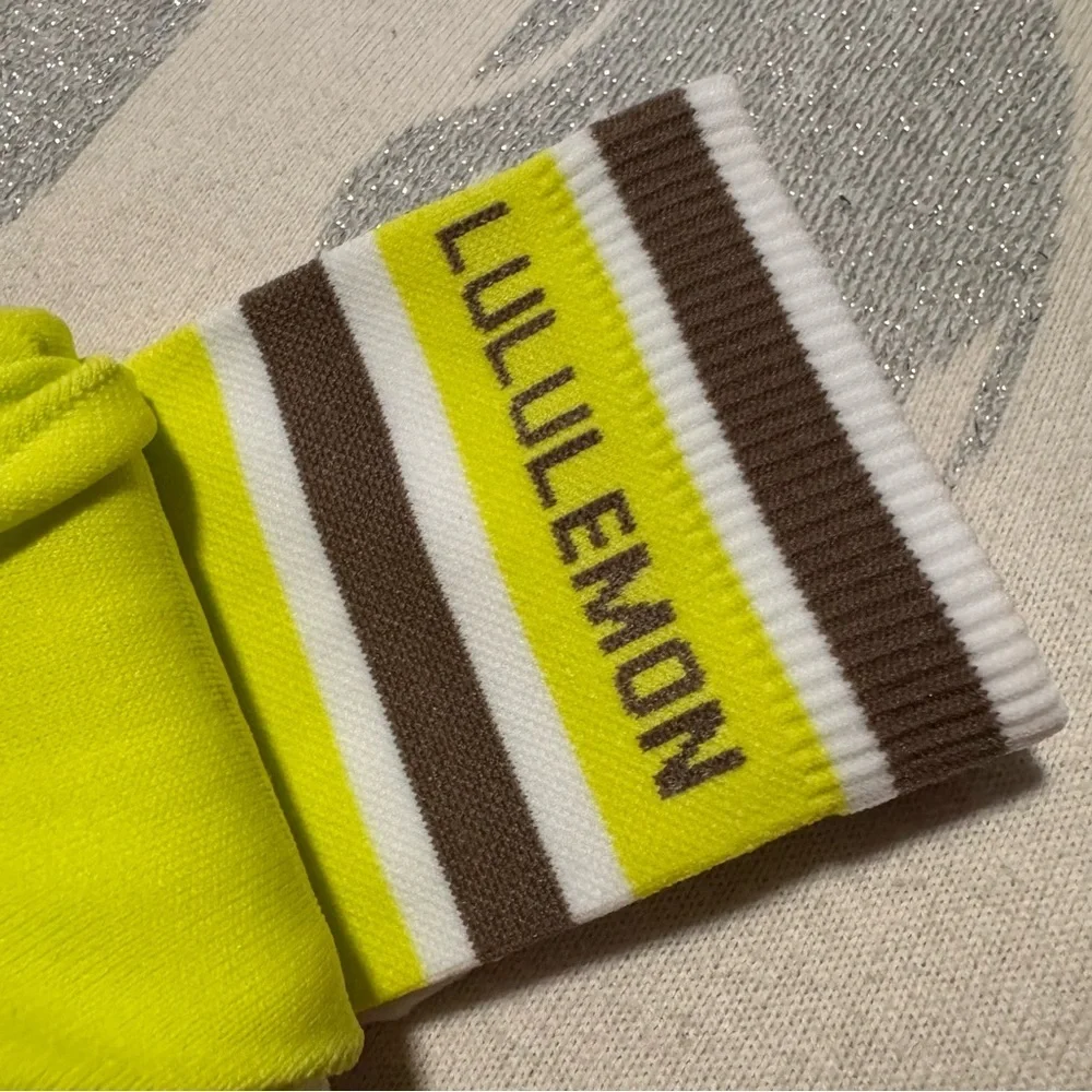 lululemon athletica White and Lime Mid Crew Socks
